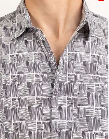 Black White Printed Casual Shirt